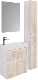 Dreja Мебель для ванной Slim 65 подвесная белая/дуб кантри – фотография-3