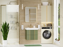 Brevita Мебель для ванной Vega 60 подвесная зеленая/золото – фотография-2