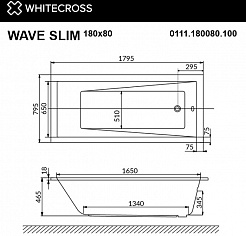 WhiteCross Акриловая ванна Wave Slim 180x80 – фотография-5