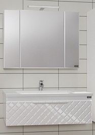 СанТа Мебель для ванной Калипсо 100 подвесная, зеркало-шкаф, свет – фотография-1