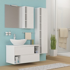 Mixline Мебель для ванной Аврора 70 белая со столешницей – фотография-9