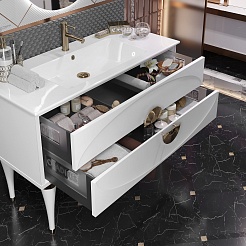 Opadiris Мебель для ванной Ибица 120 с овальным зеркалом белая/золото – фотография-8