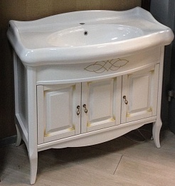 Opadiris Мебель для ванной Лоренцо 100 белая с патиной – фотография-7