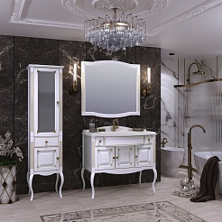 Opadiris Мебель для ванной Лаура 100 белая с бежевой патиной – фотография-4