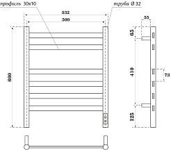 Point Полотенцесушитель электрический Селена П6 500x600 PN16856GR графит – фотография-3