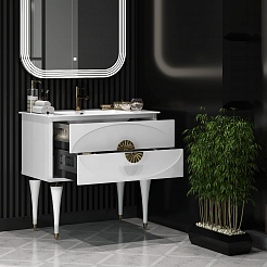 Opadiris Мебель для ванной Ибица 90 белая/золото – фотография-7