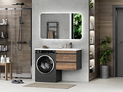 Misty Мебель для ванной Коломбо 120 R подвесная под стиральную машину дуб галифакс/антрацит – фотография-2