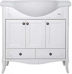 ASB-Woodline Мебель для ванной Салерно 80 белый/патина серебро, массив ясеня – фотография-2
