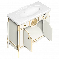  Мебель для ванной комнаты Luise 100 белая/патина золото – фотография-7