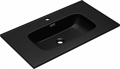 Brevita Мебель для ванной Monsour 80 подвесная дуб галифакс олово/черный кварц – фотография-8