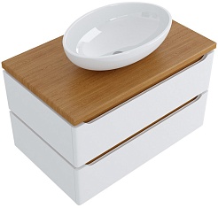 Mixline Мебель для ванной Виктория 80 подвесная белая софт/дуб светлый – фотография-5
