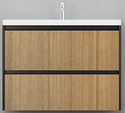 Velvex Мебель для ванной подвесная Klaufs 100 черная/дерево, 2 ящика – фотография-4