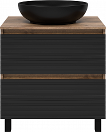 Brevita Тумба с раковиной Dakota 70 дуб галифакс олово/черный кварц – фотография-1