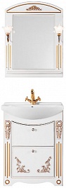 Водолей Мебель для ванной "Кармен 65" с ящиками, белая/золото – фотография-1