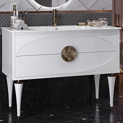 Opadiris Мебель для ванной Ибица 120 с овальным зеркалом белая/золото – фотография-6