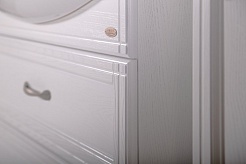ASB-Woodline Мебель для ванной Берта 85, зеркало-шкаф, массив ясеня, белый/патина серебро – фотография-6