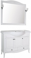 ASB-Woodline Мебель для ванной Салерно 105 белый (патина серебро), массив ясеня