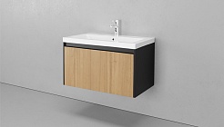 Velvex Мебель для ванной подвесная Klaufs 80 черная/дерево – фотография-4