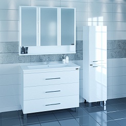 СанТа Мебель для ванной Вегас 105 напольная с зеркальным шкафом Вегас 110 – фотография-5