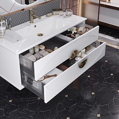 Opadiris Мебель для ванной Ибица 120 с овальным зеркалом подвесная белая/золото – фотография-8
