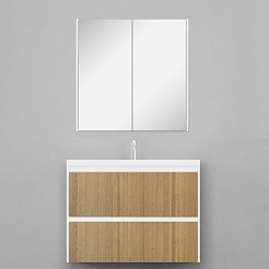 Velvex Мебель для ванной подвесная Klaufs 100 белая/дерево, 2 ящика – фотография-8