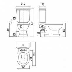 Creavit Унитаз Klasik KL310-OI с биде – фотография-2