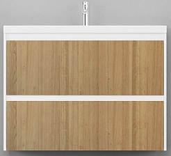 Velvex Мебель для ванной подвесная Klaufs 100 белая/дерево, 2 ящика – фотография-9