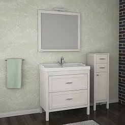 ASB-Woodline Зеркало для ванной Римини 80 патина, серебро, массив ясеня – фотография-4