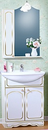 Бриклаер Мебель для ванной Лючия 70 белый глянец/золото, шкафчик – фотография-1