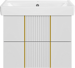 Brevita Мебель для ванной Vega 70 подвесная белая/золото – фотография-4