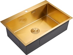 Milacio Мойка кухонная Denia 75 Steel золото брашированное – фотография-1