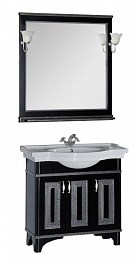 Aquanet Мебель для ванной Валенса 90 черный краколет/серебро (180447) – фотография-1