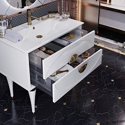 Opadiris Мебель для ванной Ибица 90 с овальным зеркалом белая/золото – фотография-8