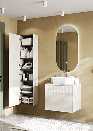 Акватон Мебель для ванной Марбл 60 Одри Soft подвесная слэйт/белая матовая – фотография-3