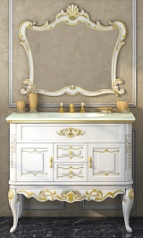 Misty Мебель для ванной Bianco 90 белая, сусальное золото – фотография-1