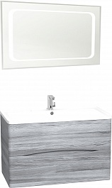 Водолей Мебель для ванной Adel 80 подвесная лиственница структурная контрастно-серая – фотография-1