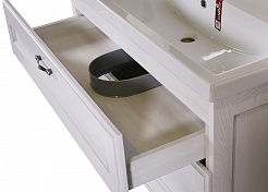 ASB-Woodline Мебель для ванной Прато 100 белый, патина серебро, массив ясеня – фотография-3