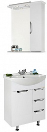 Водолей Мебель для ванной Лира 65 R с ящиками белая – фотография-1