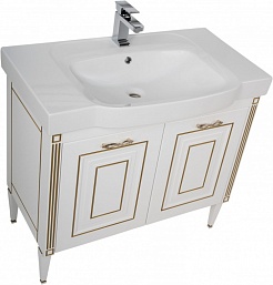 Aquanet Мебель для ванной Паола 90 Домино, белая/патина золото (186382) – фотография-5
