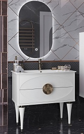 Opadiris Мебель для ванной Ибица 90 с овальным зеркалом белая/золото – фотография-1