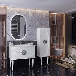 Opadiris Мебель для ванной Ибица 90 с овальным зеркалом белая/хром – фотография-3