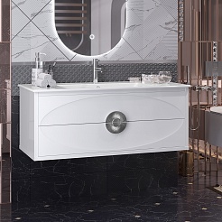 Opadiris Мебель для ванной Ибица 120 с овальным зеркалом подвесная белая/хром – фотография-4