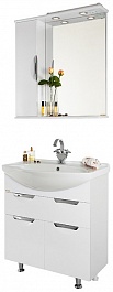 Водолей Мебель для ванной Лира 75  L с ящиками белая – фотография-1