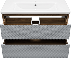 Brevita Мебель для ванной Chester 90 подвесная серая/дуб чарльстон темно-коричневый – фотография-7