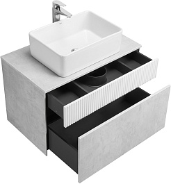 Акватон Мебель для ванной Марбл 80 подвесная слэйт/белая матовая – фотография-8