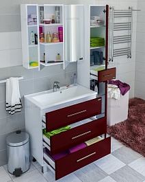 СанТа Мебель для ванной Омега 80 напольная бордовая – фотография-2