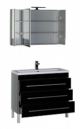 Aquanet Мебель для ванной Верона 100 черная напольная (230323) – фотография-2