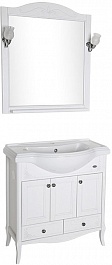 ASB-Woodline Мебель для ванной Салерно 80 белый/патина серебро, массив ясеня – фотография-1