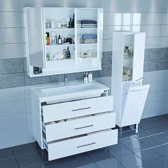 СанТа Мебель для ванной Вегас 105 напольная с зеркальным шкафом Вегас 110 – фотография-6