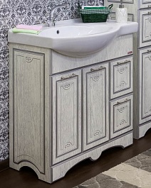 Sanflor Мебель для ванной Адель 82 R белая, патина серебро – фотография-2